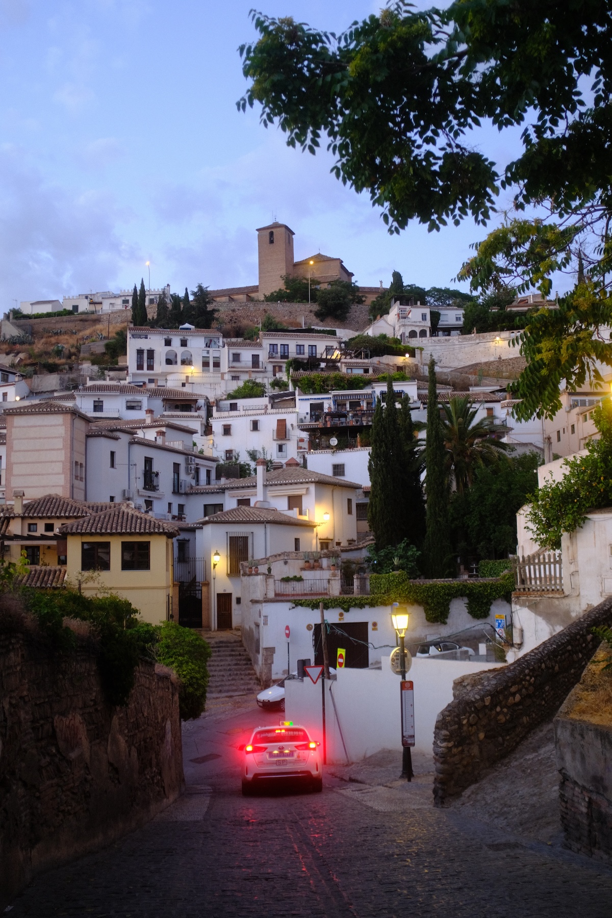 Spanish town near Grenada at dusk